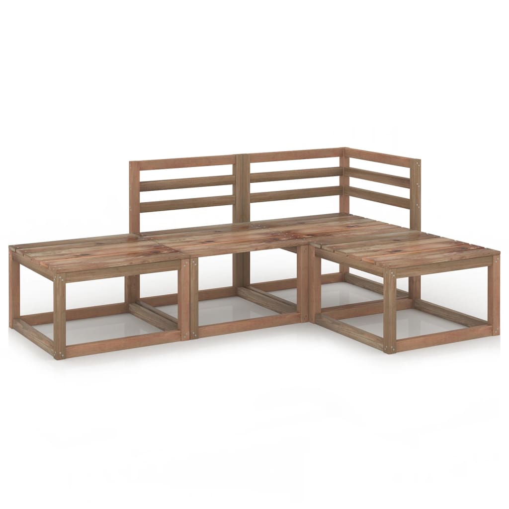 Set Divani da Giardino 4 pz in Legno di Pino Impregnato Marrone cod mxl 44779