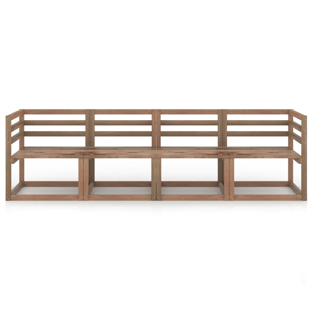 Set Divano Pallet da Giardino 4pz Legno Pino Impregnato Marrone 3067601