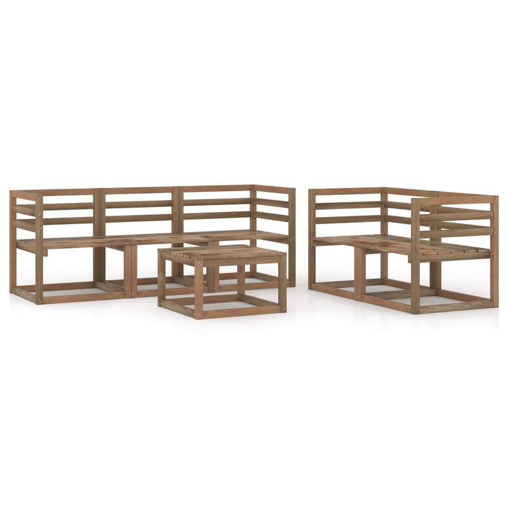 Set Salotto da Giardino 6pz in Legno di Pino Impregnato Marrone 3067607