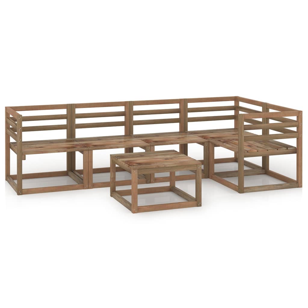 Set Divani Giardino 6 pz in Legno di Pino Impregnato Marrone cod mxl 44527