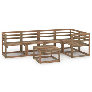 Set Divani Giardino 6 pz in Legno di Pino Impregnato Marrone cod mxl 44527