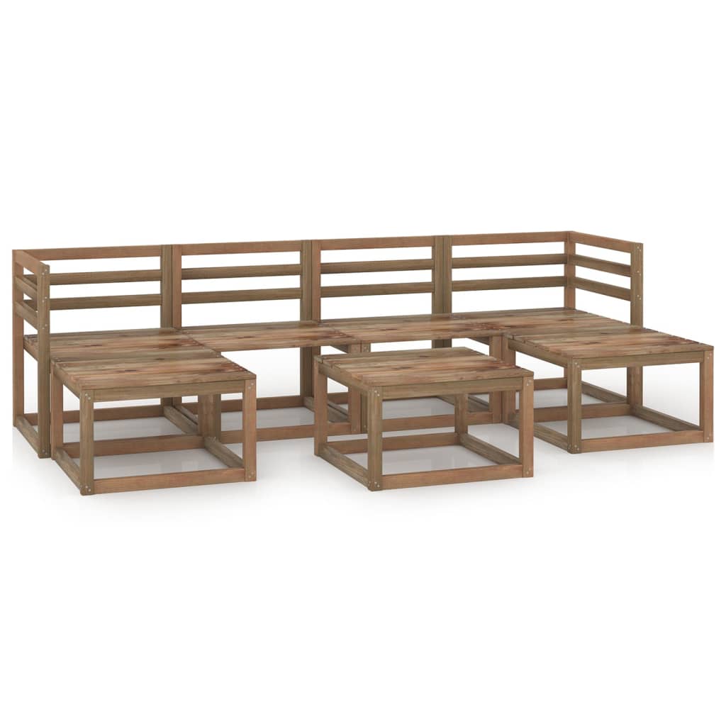 Set Salotto da Giardino 7pz in Legno di Pino Impregnato Marrone 3067612