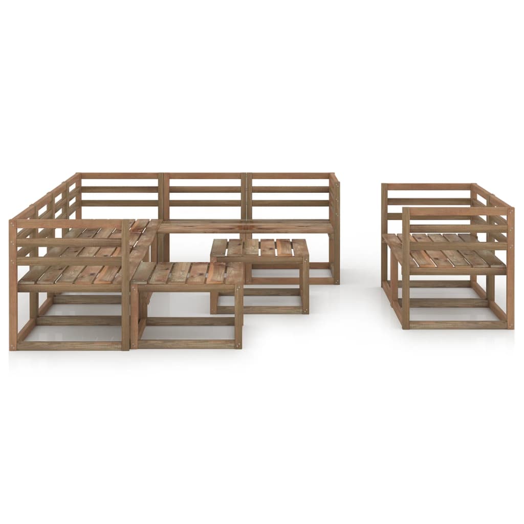 Set Salotto da Giardino 10 pz Legno di Pino Impregnato Marrone 3067620