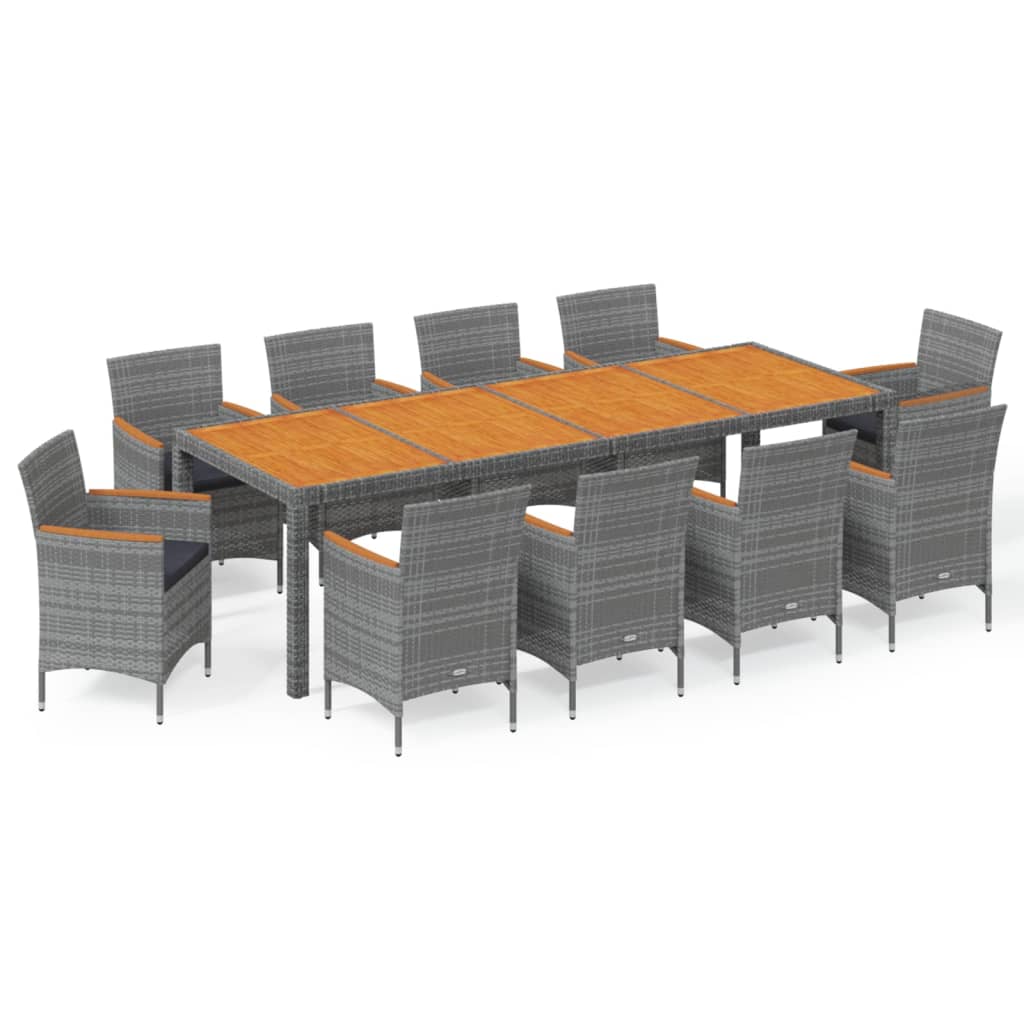 Set da Pranzo per Giardino 11 pz in Polyrattan Grigio cod mxl 71232