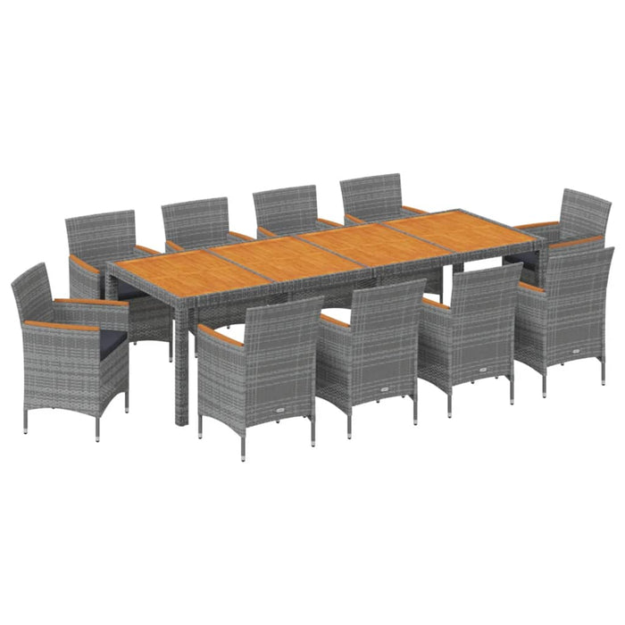 Set da Pranzo per Giardino 11 pz in Polyrattan Grigio cod mxl 71232