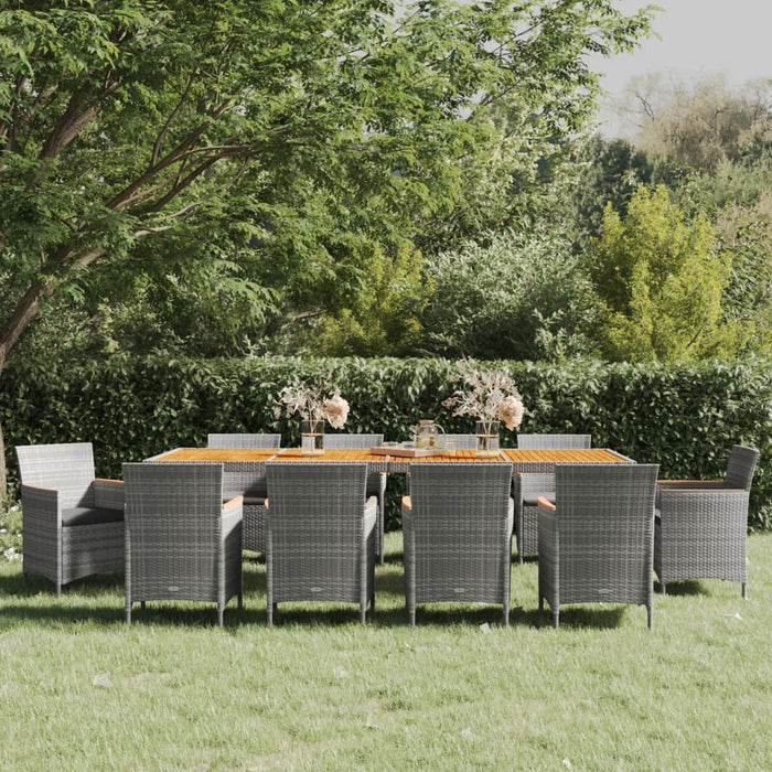 Set da Pranzo per Giardino 11 pz in Polyrattan Grigio cod mxl 71232