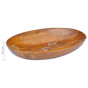 Lavabo in Legno Massello di Teak 60x40x10 cm 326162