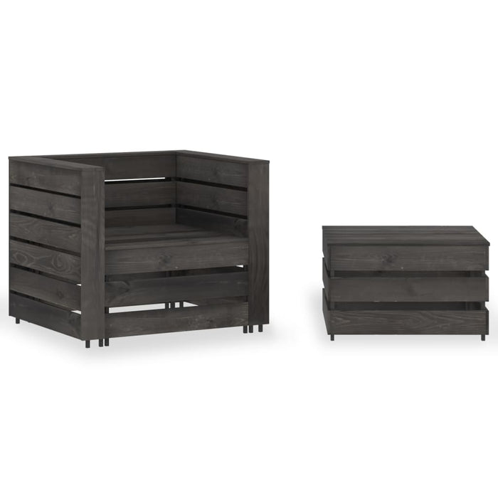 Set Divani da Giardino su Pallet 2 pz in Pino Impregnato Grigio 316199