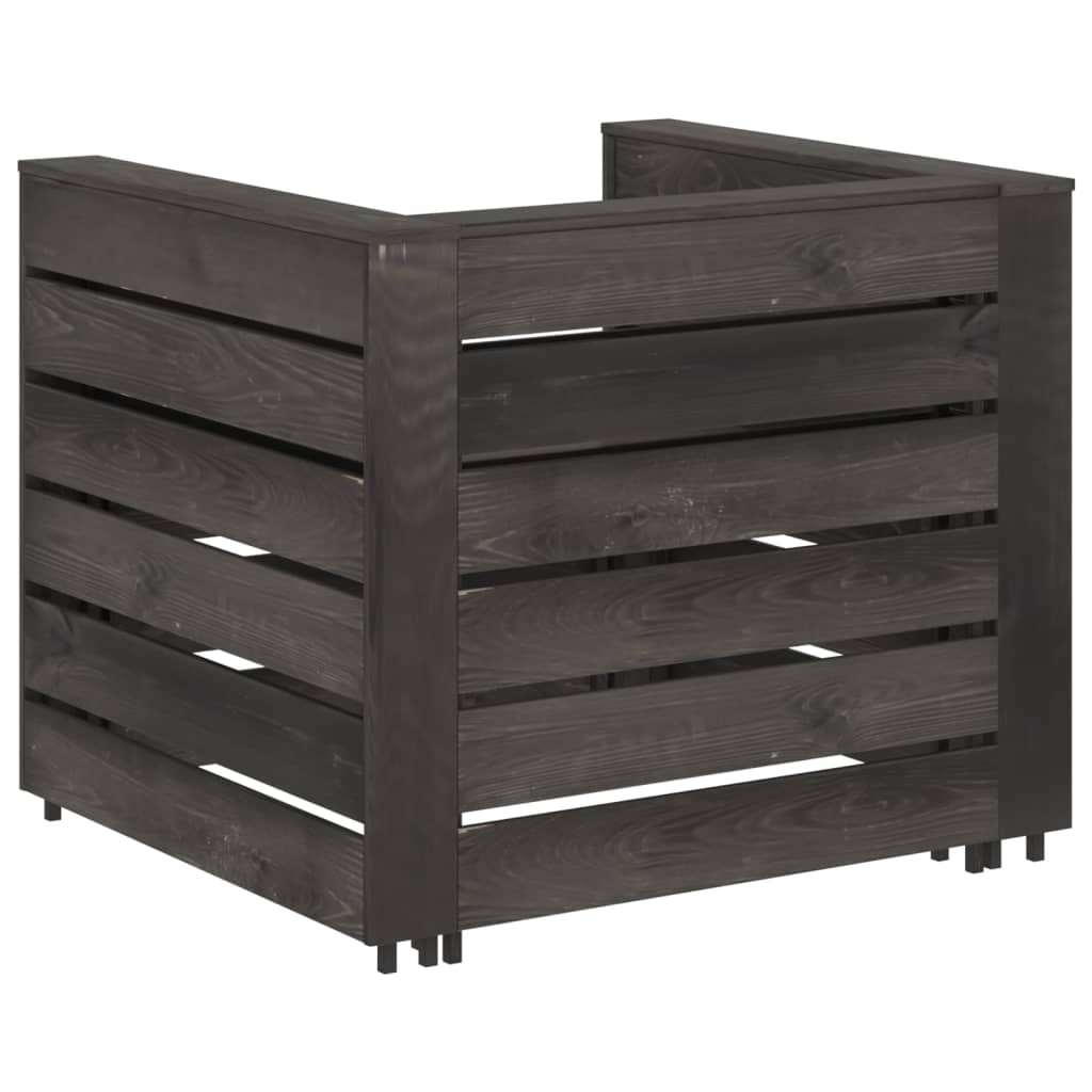 Set Divani da Giardino su Pallet 2 pz in Pino Impregnato Grigio cod mxl 57214