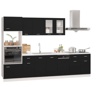 Set Armadi da Cucina 7 pz Nero in Truciolato 3067624