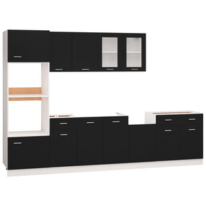 Set Armadi da Cucina 7 pz Nero in Truciolato 3067624