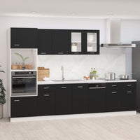 Set Armadi da Cucina 7 pz Nero in Truciolato 3067624