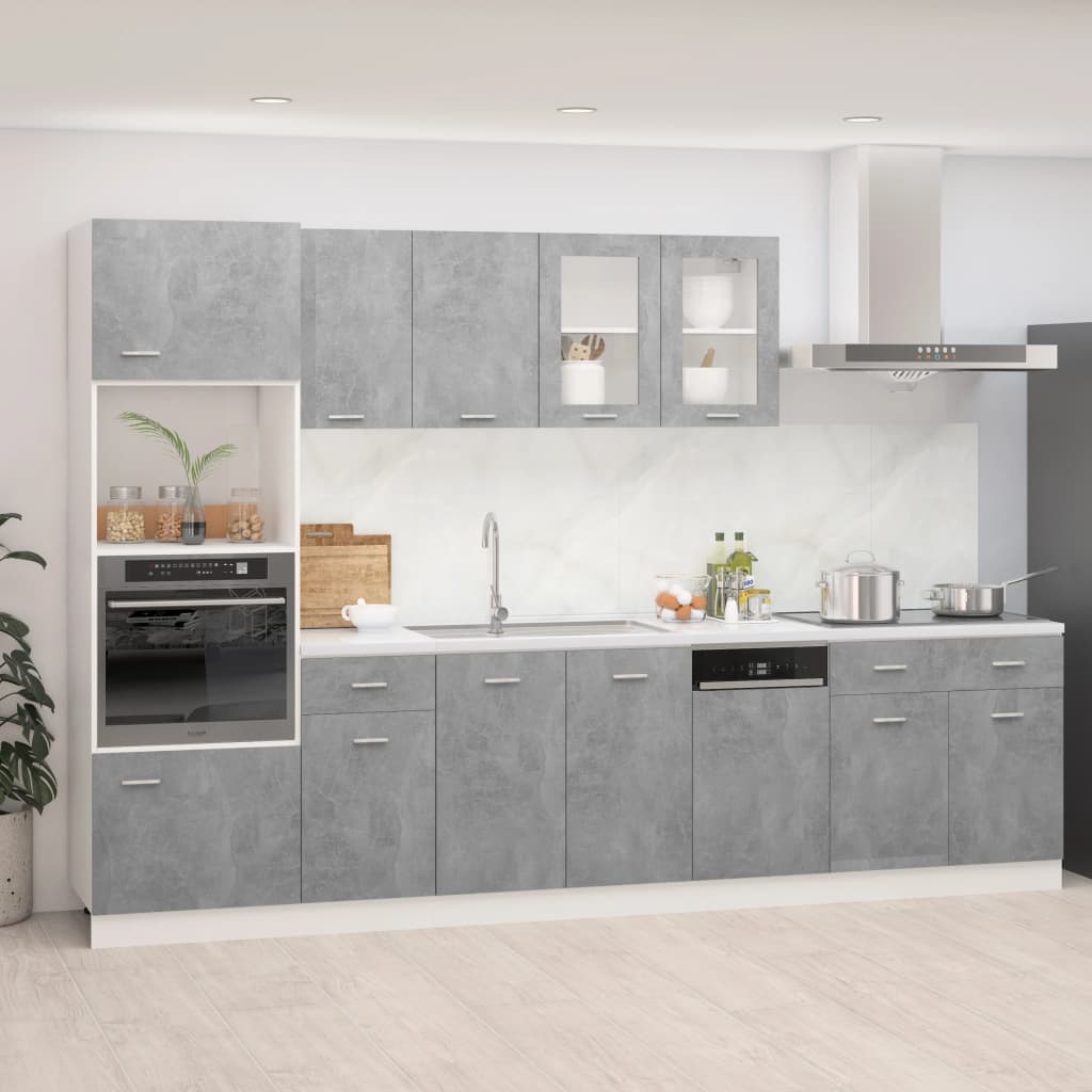 Set Armadi da Cucina 7 pz Grigio Cemento in Truciolato 3067627