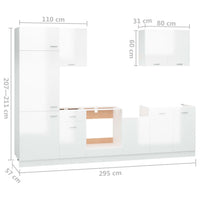 Set Armadi da Cucina 7 pz Bianco Lucido in Truciolato 3067636