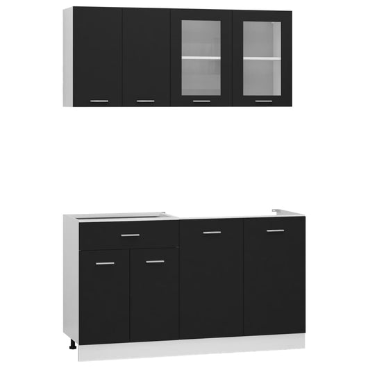 Set Armadi da Cucina 4 pz Nero in Truciolato 3067656