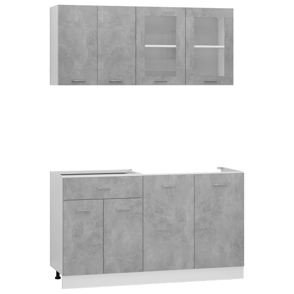 Set Armadi da Cucina 4 pz Grigio Cemento in Truciolato 3067659