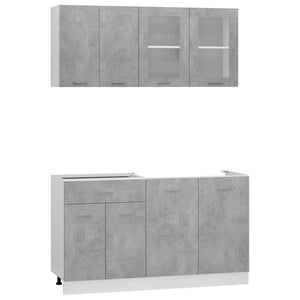 Set Armadi da Cucina 4 pz Grigio Cemento in Truciolato 3067659