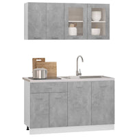 Set Armadi da Cucina 4 pz Grigio Cemento in Truciolato 3067659