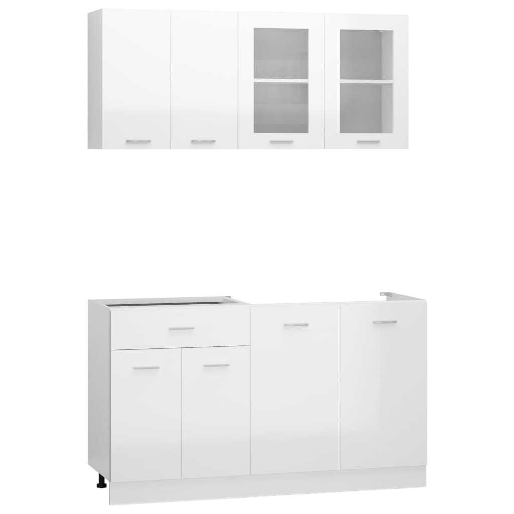 Set Armadi da Cucina 4 pz Bianco Lucido in Truciolato 3067660