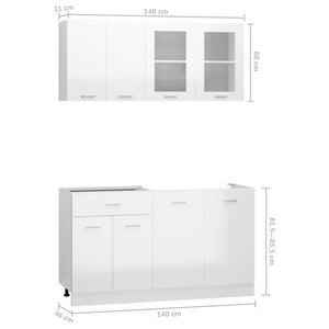 Set Armadi da Cucina 4 pz Bianco Lucido in Truciolato 3067660