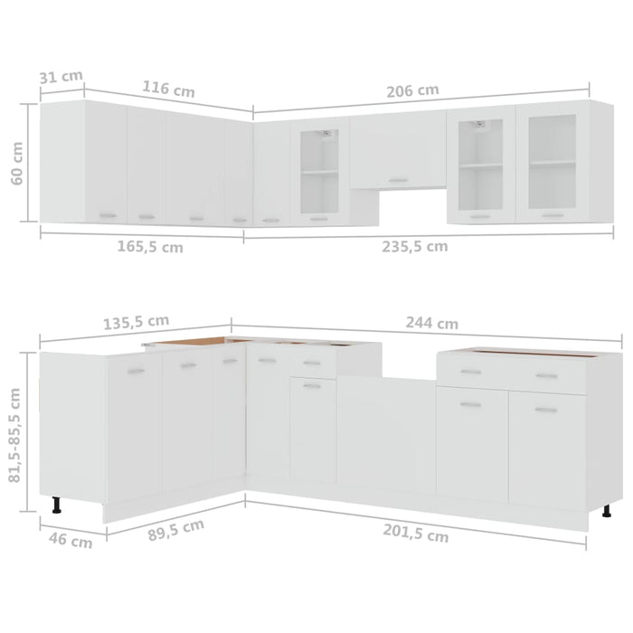 Set Armadi da Cucina 11 pz Bianco in Truciolato 3067664