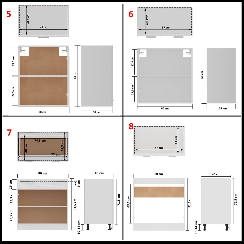 Set Armadi da Cucina 11 pz Bianco in Truciolato 3067664