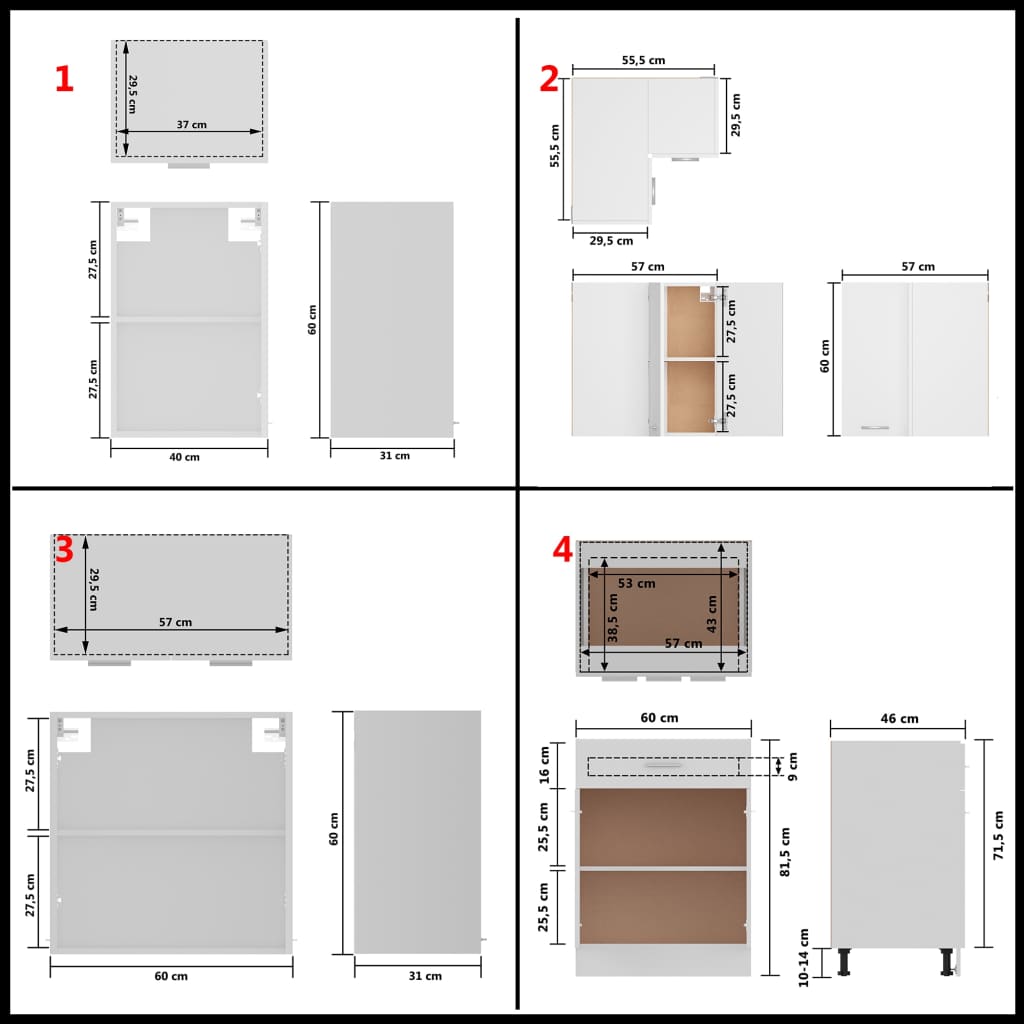 Set Armadi da Cucina 11 pz Bianco in Truciolato 3067665