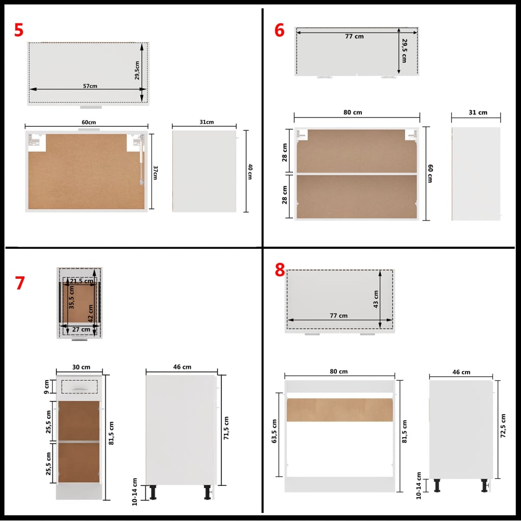 Set Armadi da Cucina 11 pz Bianco in Truciolato 3067665