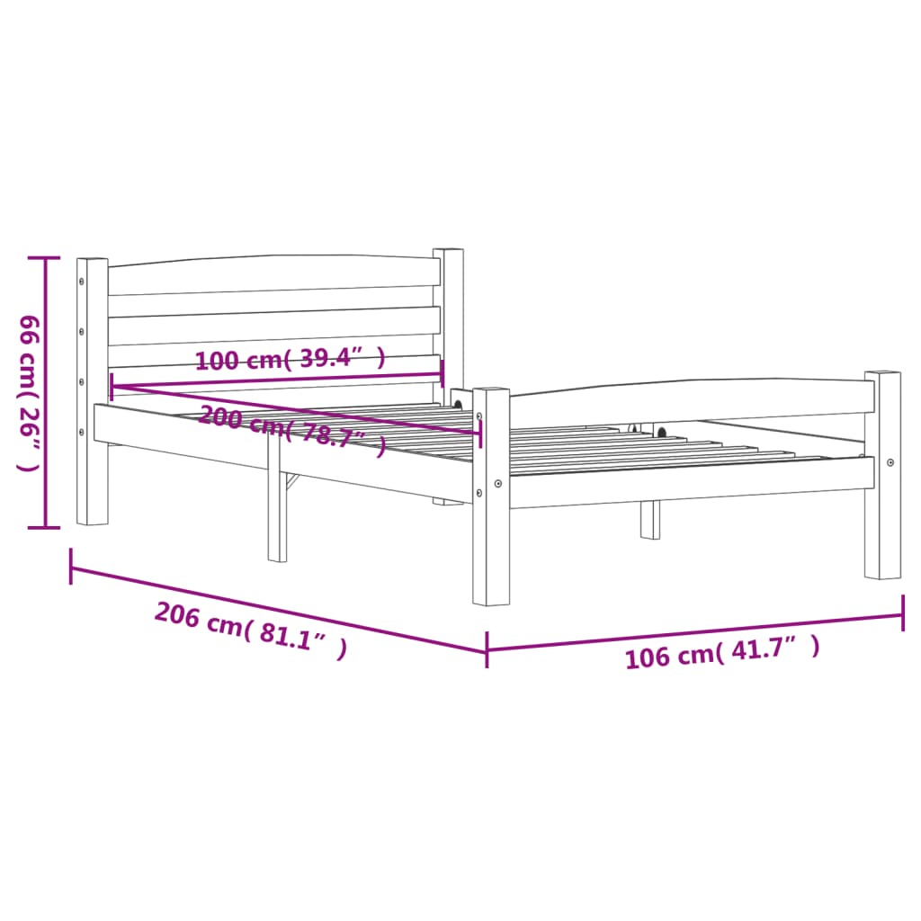 Giroletto in Legno Massello di Pino 90x200 cm 322061