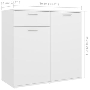 Credenza Bianca 80x36x75 cm in Legno Multistrato