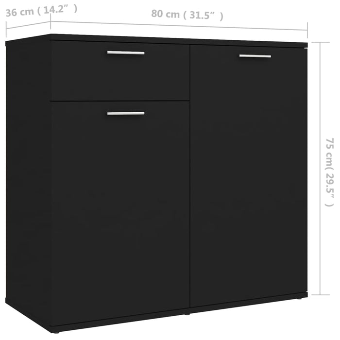 Credenza Nera 80x36x75 cm in Truciolato