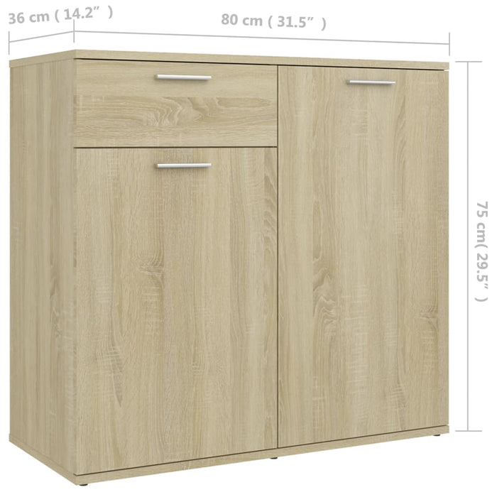 Credenza Rovere Sonoma 80x36x75 cm in Truciolato