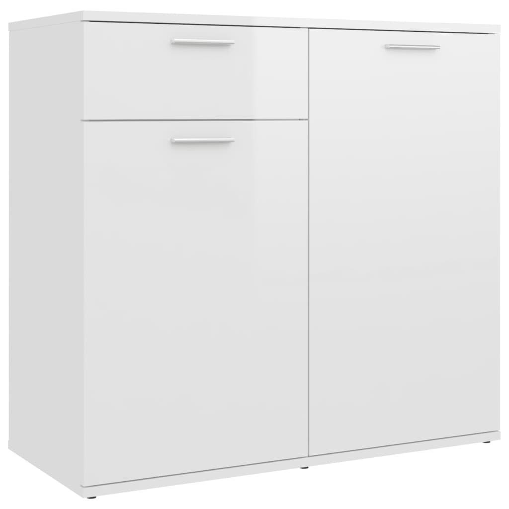 Credenza Bianco Lucido 80x36x75 cm in Truciolato