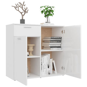 Credenza Bianco Lucido 80x36x75 cm in Truciolato 805776