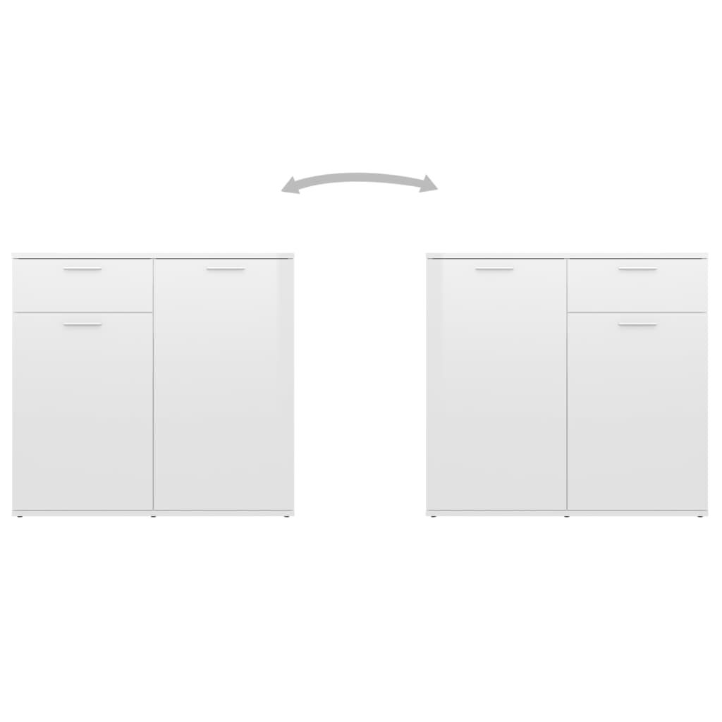 Credenza Bianco Lucido 80x36x75 cm in Truciolato 805776