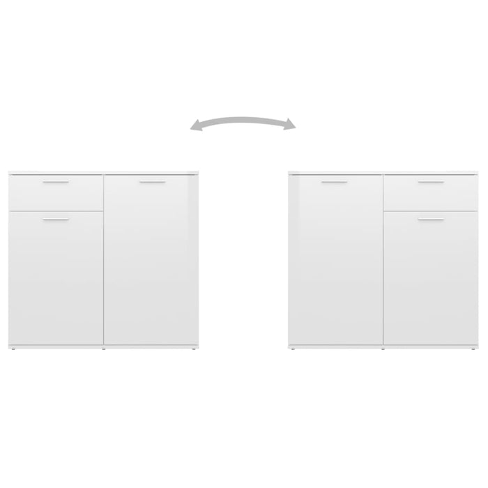 Credenza Bianco Lucido 80x36x75 cm in Truciolato 805776