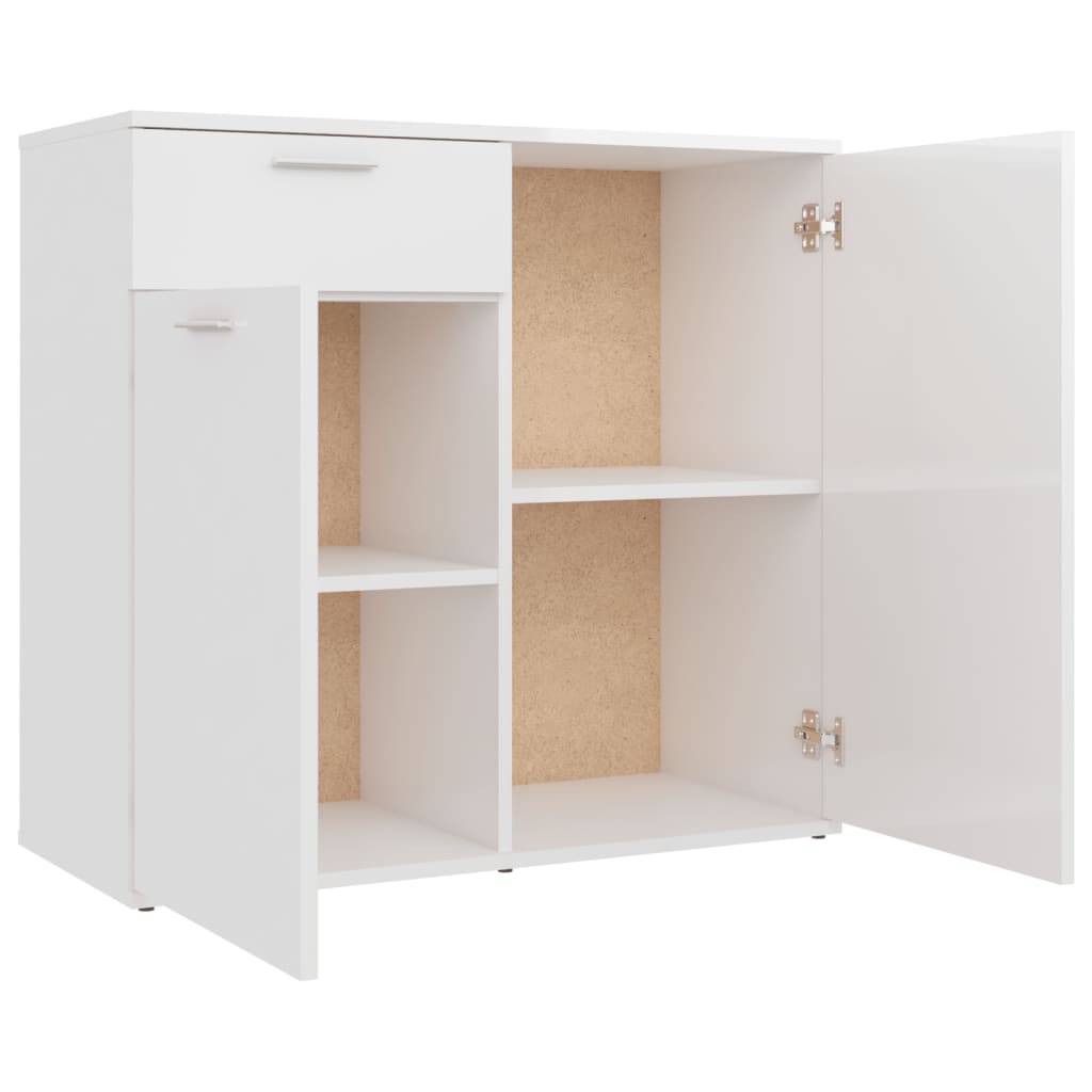 Credenza Bianco Lucido 80x36x75 cm in Truciolato