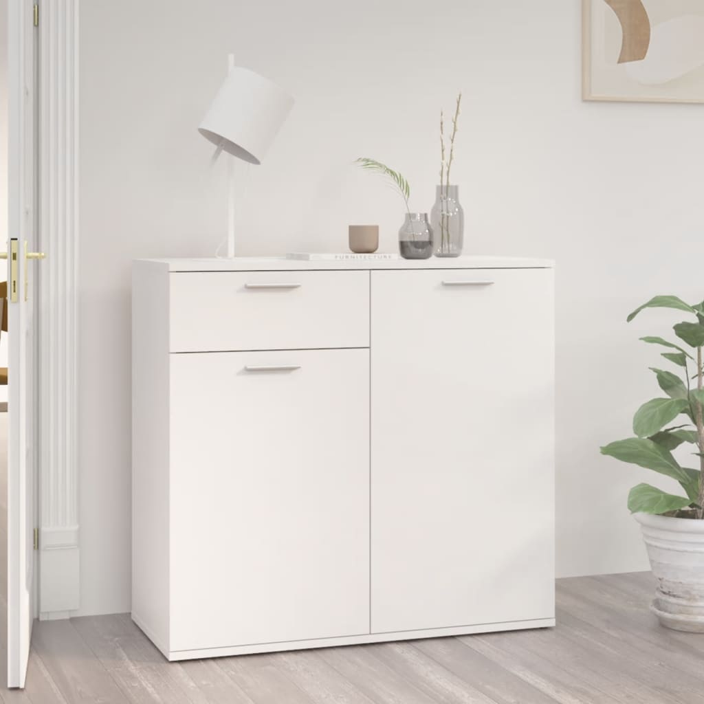 Credenza Bianco Lucido 80x36x75 cm in Truciolato 805776