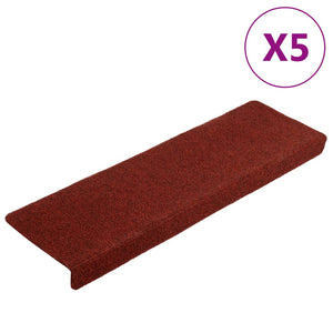 Tappetini per Scale 5 pz Bordeaux 65x21x4 cm Tessuto Agugliato 149730