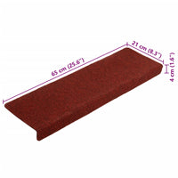 Tappetini per Scale 5 pz Bordeaux 65x21x4 cm Tessuto Agugliato 149730