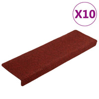 Tappetini per Scale Tessuto Agugliato 10 pz 65x25 cm Bordeaux cod mxl 58006