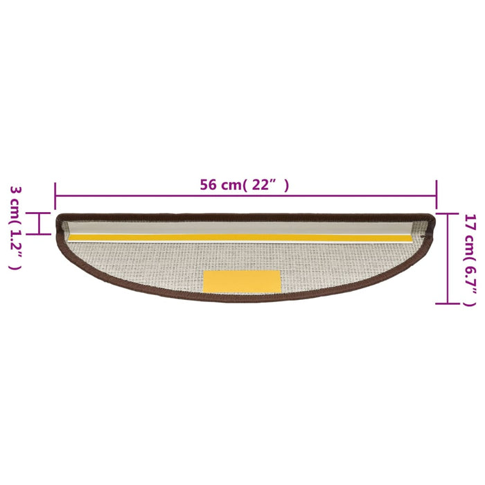 Tappetini per Scale 10 pz 56x20 cm Marrone Caffè cod mxl 68524