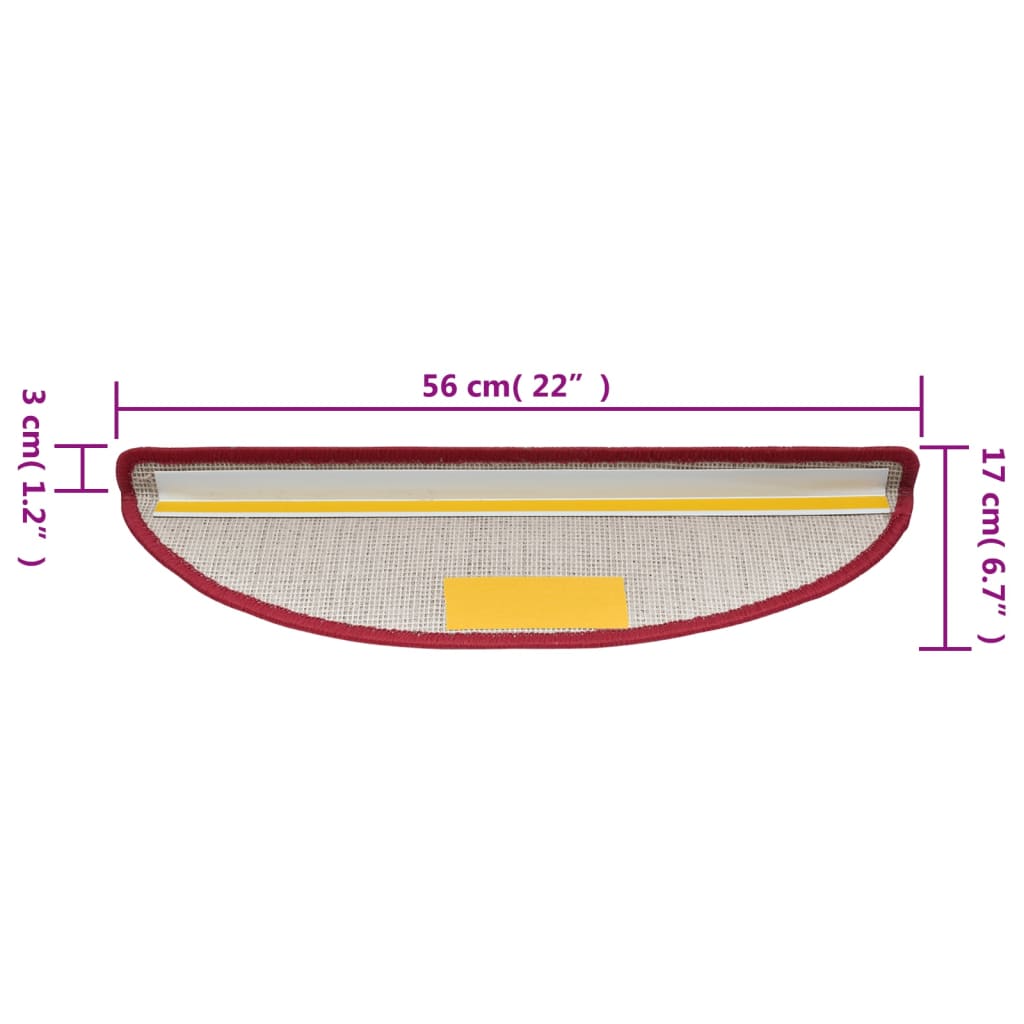 Tappetini per Scale 10 pz 56x20 cm Bordeaux cod mxl 72752