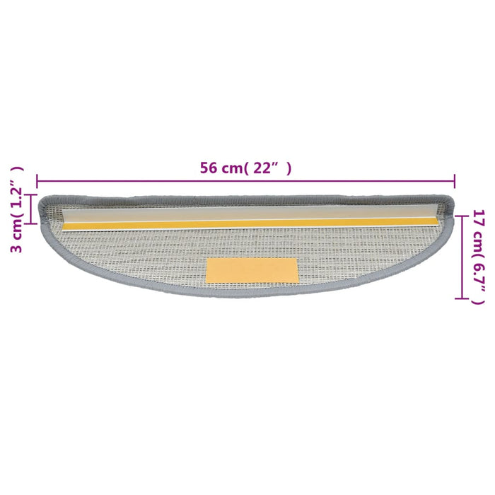 Tappetini per Scale 10 pz 56x20 cm Grigio cod mxl 68383