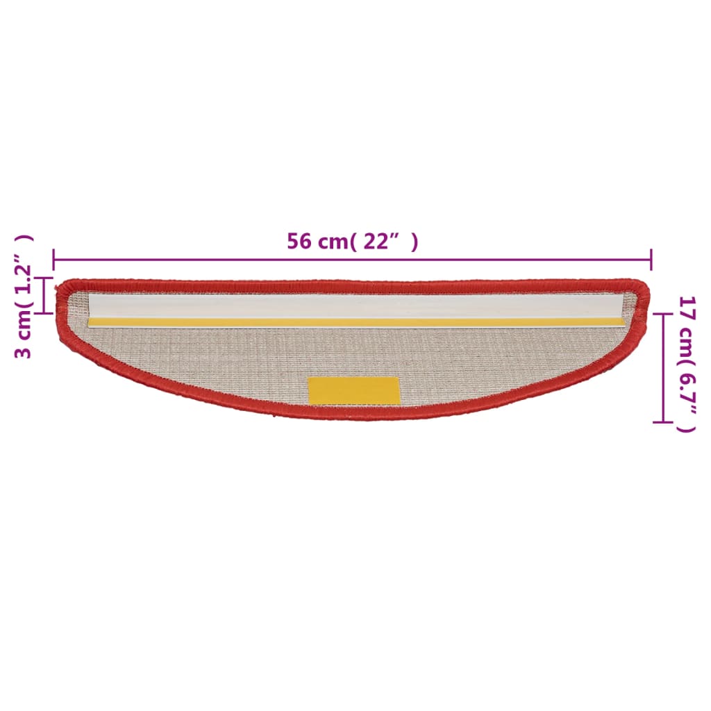 Tappetini per Scale 10 pz 56x20 cm Rosso cod mxl 56081