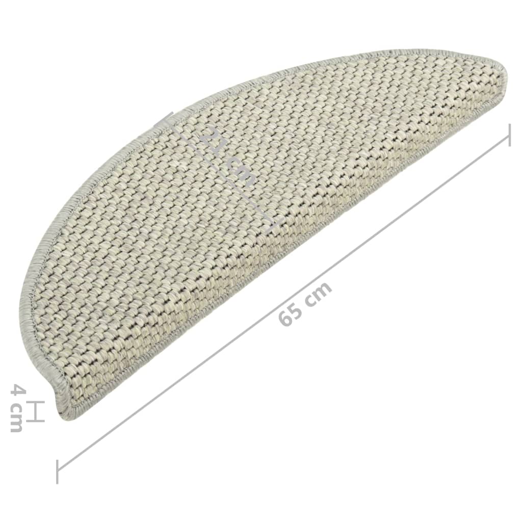 Tappeti Autoadesivi Scale Aspetto Sisal 15 pz 65x21x4 cm Grigi 326875