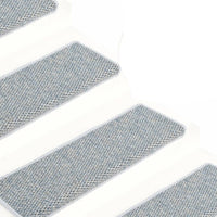 Tappeti Autoadesivi Scale Aspetto Sisal 15 pz 65x21x4 cm Blu 326886