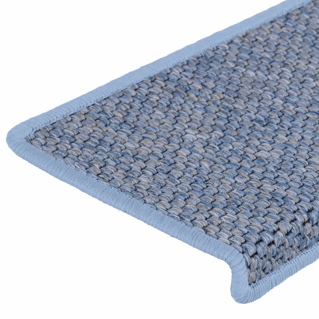 Tappeti Autoadesivi Scale Aspetto Sisal 15 pz 65x21x4 cm Blu 326886