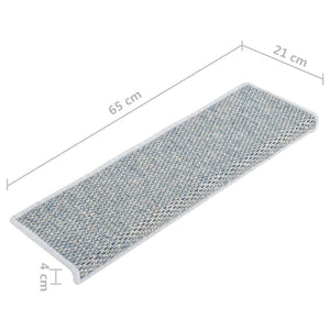 Tappeti Autoadesivi Scale Aspetto Sisal 15 pz 65x21x4 cm Blu 326886