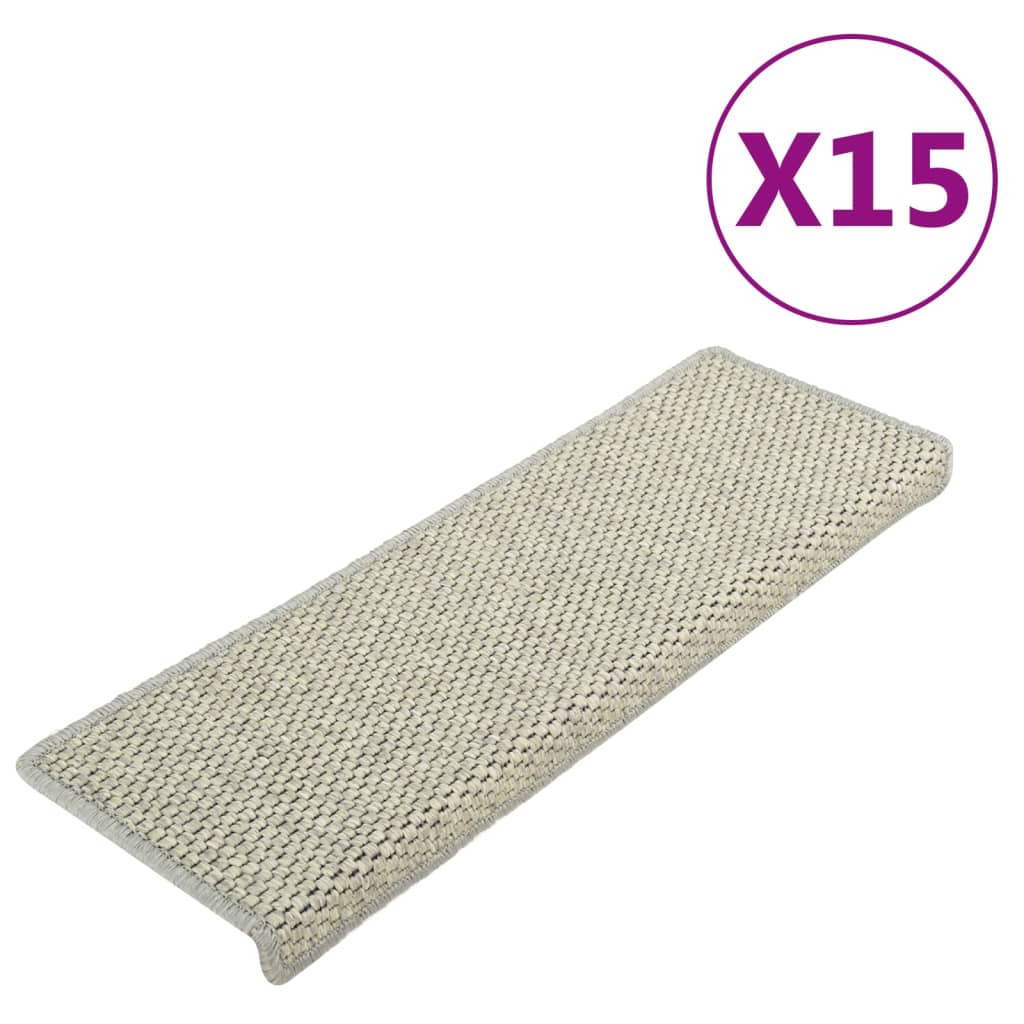 Tappeti Autoadesivi Scale Aspetto Sisal 15 pz 65x25cm Grigi cod mxl 73704